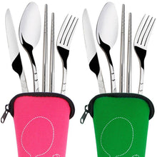 Load image into Gallery viewer, 4 Pcs/Set Stainless Steel Fork Spoon Chopsticks Travel Camping Cutlery Tools Tableware ASD88