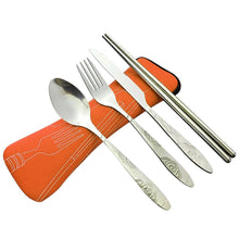 Load image into Gallery viewer, 4 Pcs/Set Stainless Steel Fork Spoon Chopsticks Travel Camping Cutlery Tools Tableware ASD88