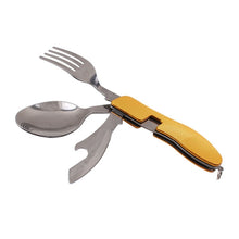 Load image into Gallery viewer, Multi-Function 3 in 1Stainless Steel Outdoor Tablewares Camping Hiking Folding Picnic Portable Cutlery Sets Knife for food Fork