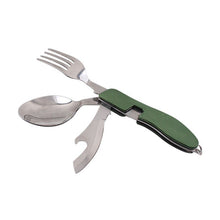 Load image into Gallery viewer, Multi-Function 3 in 1Stainless Steel Outdoor Tablewares Camping Hiking Folding Picnic Portable Cutlery Sets Knife for food Fork