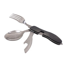 Load image into Gallery viewer, Multi-Function 3 in 1Stainless Steel Outdoor Tablewares Camping Hiking Folding Picnic Portable Cutlery Sets Knife for food Fork
