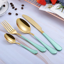 Load image into Gallery viewer, 2018 Multi-Colors Rainbow Cutlery Set Dinnerware Set Black Cutlery Kit Fork Knife Stainless Steel Silverware Home Tableware Set