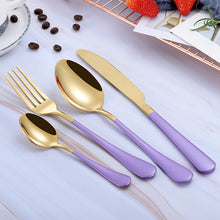 Load image into Gallery viewer, 2018 Multi-Colors Rainbow Cutlery Set Dinnerware Set Black Cutlery Kit Fork Knife Stainless Steel Silverware Home Tableware Set
