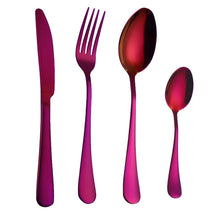 Load image into Gallery viewer, 2018 Multi-Colors Rainbow Cutlery Set Dinnerware Set Black Cutlery Kit Fork Knife Stainless Steel Silverware Home Tableware Set