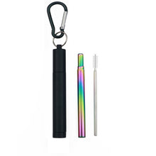 Load image into Gallery viewer, 18/10 Stainless Steel Collapsible Straw Set Reusable Telescopic Drinking Straw Portable Straw For Travel Metal Drink Straw Brush