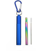Load image into Gallery viewer, 18/10 Stainless Steel Collapsible Straw Set Reusable Telescopic Drinking Straw Portable Straw For Travel Metal Drink Straw Brush