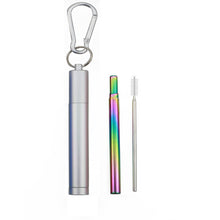Load image into Gallery viewer, 18/10 Stainless Steel Collapsible Straw Set Reusable Telescopic Drinking Straw Portable Straw For Travel Metal Drink Straw Brush