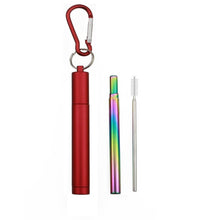 Load image into Gallery viewer, 18/10 Stainless Steel Collapsible Straw Set Reusable Telescopic Drinking Straw Portable Straw For Travel Metal Drink Straw Brush