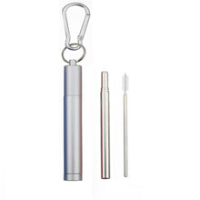 Load image into Gallery viewer, 18/10 Stainless Steel Collapsible Straw Set Reusable Telescopic Drinking Straw Portable Straw For Travel Metal Drink Straw Brush