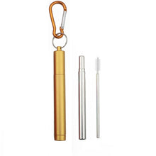 Load image into Gallery viewer, 18/10 Stainless Steel Collapsible Straw Set Reusable Telescopic Drinking Straw Portable Straw For Travel Metal Drink Straw Brush