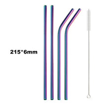 Load image into Gallery viewer, 18/10 Stainless Steel Collapsible Straw Set Reusable Telescopic Drinking Straw Portable Straw For Travel Metal Drink Straw Brush