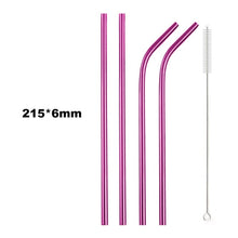 Load image into Gallery viewer, 18/10 Stainless Steel Collapsible Straw Set Reusable Telescopic Drinking Straw Portable Straw For Travel Metal Drink Straw Brush