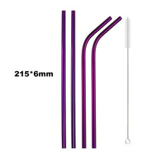 Load image into Gallery viewer, 18/10 Stainless Steel Collapsible Straw Set Reusable Telescopic Drinking Straw Portable Straw For Travel Metal Drink Straw Brush