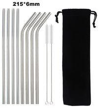 Load image into Gallery viewer, 18/10 Stainless Steel Collapsible Straw Set Reusable Telescopic Drinking Straw Portable Straw For Travel Metal Drink Straw Brush