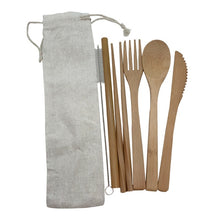 Load image into Gallery viewer, Bamboo Cutlery Set Travel Utensils Biodegradable Wooden Dinnerware Outdoor Portable Flatware Zero Waste Bamboo Tableware Set