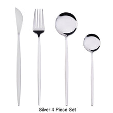 Load image into Gallery viewer, 4Pcs/set Black Gold Cutlery Set 18/10 Stainless Steel Dinnerware Silverware Flatware Set Dinner Knife Fork Spoon Dropshipping