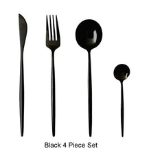Load image into Gallery viewer, 4Pcs/set Black Gold Cutlery Set 18/10 Stainless Steel Dinnerware Silverware Flatware Set Dinner Knife Fork Spoon Dropshipping
