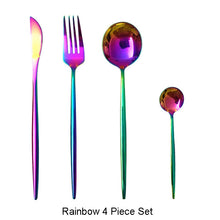 Load image into Gallery viewer, 4Pcs/set Black Gold Cutlery Set 18/10 Stainless Steel Dinnerware Silverware Flatware Set Dinner Knife Fork Spoon Dropshipping