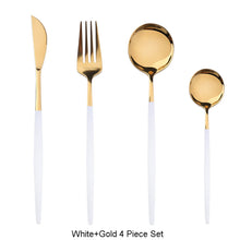 Load image into Gallery viewer, 4Pcs/set Black Gold Cutlery Set 18/10 Stainless Steel Dinnerware Silverware Flatware Set Dinner Knife Fork Spoon Dropshipping