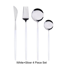 Load image into Gallery viewer, 4Pcs/set Black Gold Cutlery Set 18/10 Stainless Steel Dinnerware Silverware Flatware Set Dinner Knife Fork Spoon Dropshipping