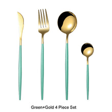 Load image into Gallery viewer, 4Pcs/set Black Gold Cutlery Set 18/10 Stainless Steel Dinnerware Silverware Flatware Set Dinner Knife Fork Spoon Dropshipping