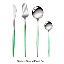 Load image into Gallery viewer, 4Pcs/set Black Gold Cutlery Set 18/10 Stainless Steel Dinnerware Silverware Flatware Set Dinner Knife Fork Spoon Dropshipping