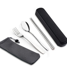 Load image into Gallery viewer, WORTHBUY Portable Travel Tableware Set Stainless Steel Dinnerware With Box Kitchen Fork Spoon Dinner Set For Kid School Cutlery