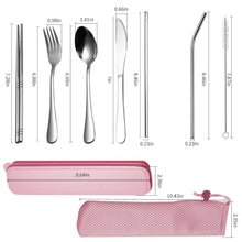 Load image into Gallery viewer, 9pcs/6pcs Stainless Steel Cutlery Set Silverware with Metal Straw Chopsticks Storage Case and Bag Spoon Set