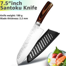 Load image into Gallery viewer, Cuchillo de cocina de 8 pulgadas, cuchillos profesionales japoneses de Chef 7CR17 440C, cuchillo de carnicero de acero inoxidable, juego de santoku
