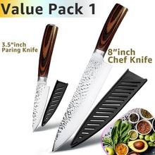 Load image into Gallery viewer, Cuchillo de cocina de 8 pulgadas, cuchillos profesionales japoneses de Chef 7CR17 440C, cuchillo de carnicero de acero inoxidable, juego de santoku