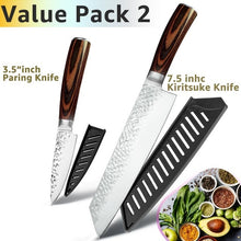 Load image into Gallery viewer, Cuchillo de cocina de 8 pulgadas, cuchillos profesionales japoneses de Chef 7CR17 440C, cuchillo de carnicero de acero inoxidable, juego de santoku