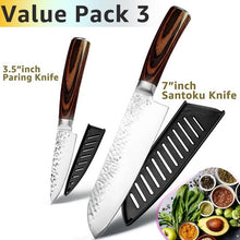 Load image into Gallery viewer, Cuchillo de cocina de 8 pulgadas, cuchillos profesionales japoneses de Chef 7CR17 440C, cuchillo de carnicero de acero inoxidable, juego de santoku