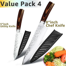 Load image into Gallery viewer, Cuchillo de cocina de 8 pulgadas, cuchillos profesionales japoneses de Chef 7CR17 440C, cuchillo de carnicero de acero inoxidable, juego de santoku