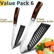 Load image into Gallery viewer, Cuchillo de cocina de 8 pulgadas, cuchillos profesionales japoneses de Chef 7CR17 440C, cuchillo de carnicero de acero inoxidable, juego de santoku