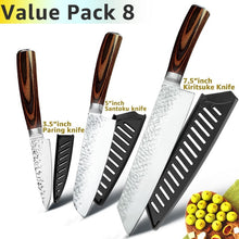 Load image into Gallery viewer, Cuchillo de cocina de 8 pulgadas, cuchillos profesionales japoneses de Chef 7CR17 440C, cuchillo de carnicero de acero inoxidable, juego de santoku