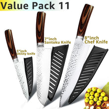 Load image into Gallery viewer, Cuchillo de cocina de 8 pulgadas, cuchillos profesionales japoneses de Chef 7CR17 440C, cuchillo de carnicero de acero inoxidable, juego de santoku