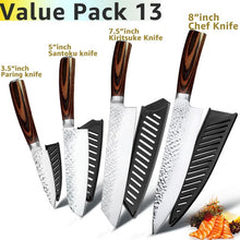 Load image into Gallery viewer, Cuchillo de cocina de 8 pulgadas, cuchillos profesionales japoneses de Chef 7CR17 440C, cuchillo de carnicero de acero inoxidable, juego de santoku