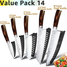 Load image into Gallery viewer, Cuchillo de cocina de 8 pulgadas, cuchillos profesionales japoneses de Chef 7CR17 440C, cuchillo de carnicero de acero inoxidable, juego de santoku