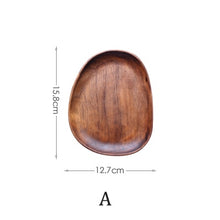 Load image into Gallery viewer, Plato de madera entera ovalado irregular ovalado de madera maciza platos de frutas platillo bandeja de té postre artículos de mesa plato para cena Set