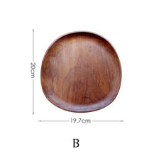 Load image into Gallery viewer, Plato de madera entera ovalado irregular ovalado de madera maciza platos de frutas platillo bandeja de té postre artículos de mesa plato para cena Set
