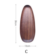 Load image into Gallery viewer, Plato de madera entera ovalado irregular ovalado de madera maciza platos de frutas platillo bandeja de té postre artículos de mesa plato para cena Set