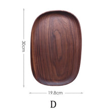 Load image into Gallery viewer, Plato de madera entera ovalado irregular ovalado de madera maciza platos de frutas platillo bandeja de té postre artículos de mesa plato para cena Set