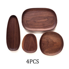 Load image into Gallery viewer, Plato de madera entera ovalado irregular ovalado de madera maciza platos de frutas platillo bandeja de té postre artículos de mesa plato para cena Set