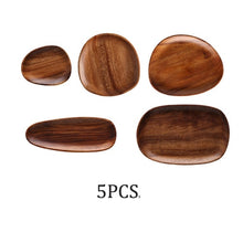 Load image into Gallery viewer, Plato de madera entera ovalado irregular ovalado de madera maciza platos de frutas platillo bandeja de té postre artículos de mesa plato para cena Set