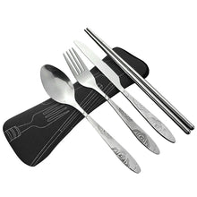 Load image into Gallery viewer, 4 Pcs/Set Stainless Steel Fork Spoon Chopsticks Travel Camping Cutlery Tools Tableware ASD88
