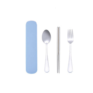 Stainless Steel Dinnerware Set Travel Camping Cutlery Set Reusable Silverware With Spoon Fork Chopsticks Straw And Portable Case