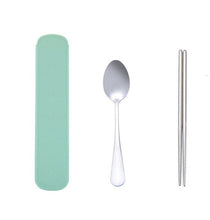 Load image into Gallery viewer, Stainless Steel Dinnerware Set Travel Camping Cutlery Set Reusable Silverware With Spoon Fork Chopsticks Straw And Portable Case
