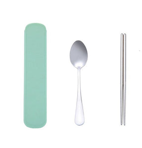 Stainless Steel Dinnerware Set Travel Camping Cutlery Set Reusable Silverware With Spoon Fork Chopsticks Straw And Portable Case