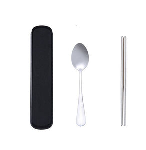 Stainless Steel Dinnerware Set Travel Camping Cutlery Set Reusable Silverware With Spoon Fork Chopsticks Straw And Portable Case