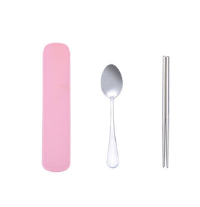 Stainless Steel Dinnerware Set Travel Camping Cutlery Set Reusable Silverware With Spoon Fork Chopsticks Straw And Portable Case